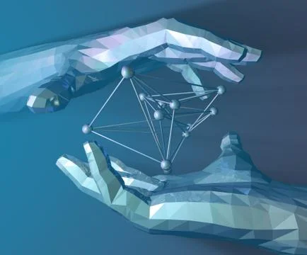 Technology artificial intelligence, palm and structure Stock Illustration