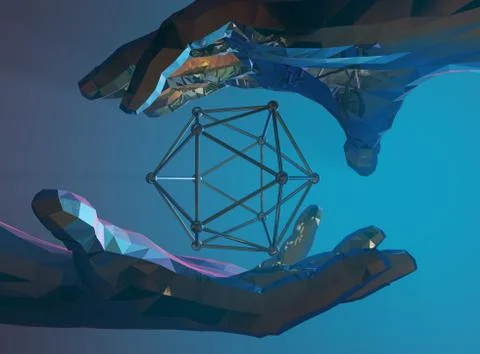 Technology artificial intelligence, palm and structure Stock Illustration