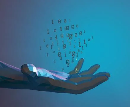 Technology artificial intelligence, palm and binary matrix 스톡 일러스트