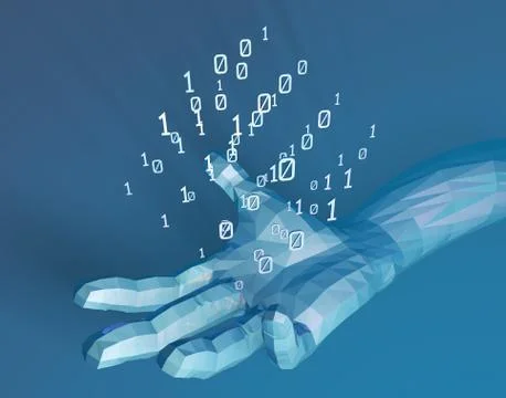 Technology artificial intelligence, palm and binary matrix 스톡 일러스트