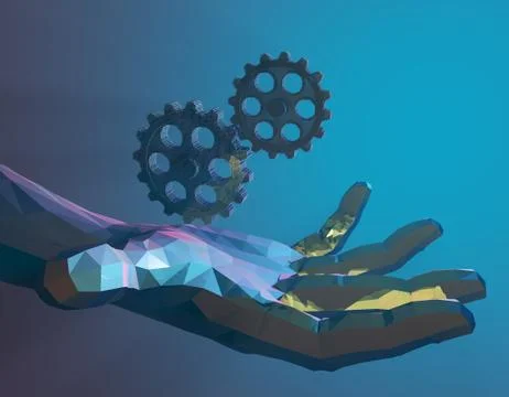 Technology artificial intelligence, palm and binary matrix 스톡 일러스트