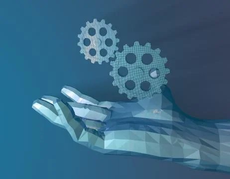 Technology artificial intelligence, palm and binary matrix イラスト素材