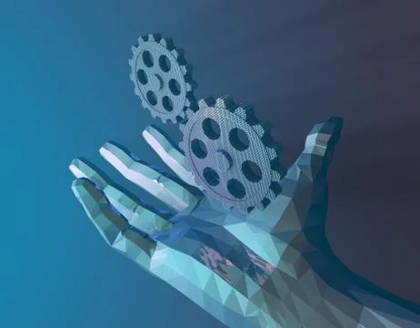 Technology artificial intelligence, palm and binary matrix イラスト素材