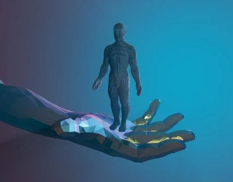 Technology artificial intelligence, palm and binary matrix 스톡 일러스트