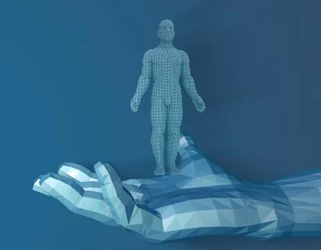 Technology artificial intelligence, palm and binary matrix 스톡 일러스트