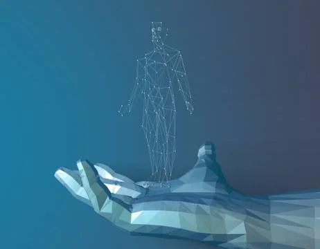 Technology artificial intelligence, palm and binary matrix 스톡 일러스트