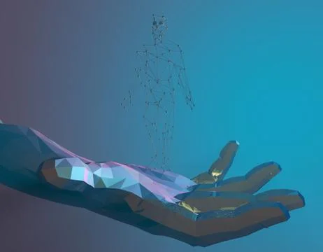 Technology artificial intelligence, palm and binary matrix 스톡 일러스트