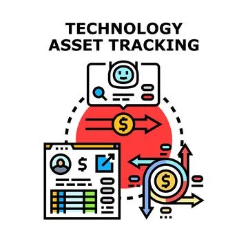 Technology asset tracking system managing business investment Stock Illustration