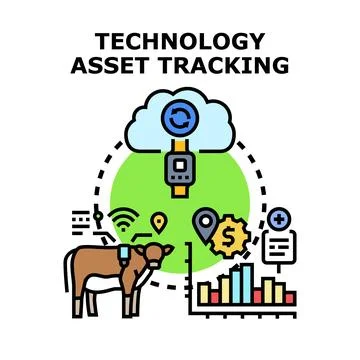 Technology asset tracking vector concept illustration Stock Illustration