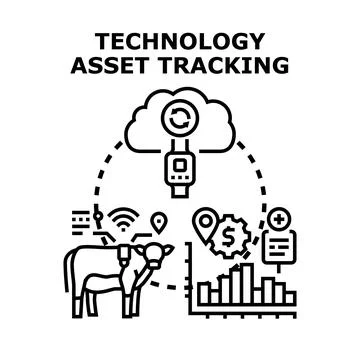 Technology asset tracking vector concept illustration イラスト素材