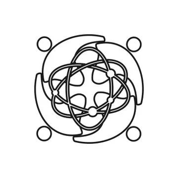 Technology Atom Commitment Teamwork Together Outline Logo イラスト素材