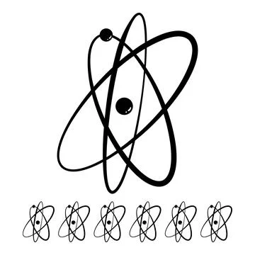 Technology atom orbit cartoon vector graphic Illustrazione stock