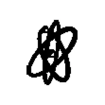 Technology atom orbit pixel art vector illustration Illustrazione stock