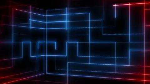 Technology background 4K LOOP blue and red Stock Footage 117103670