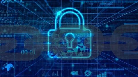 Technology background abstract cyber security system pad lock with finger p.. イラスト素材