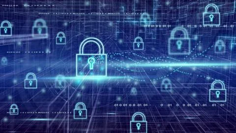 Technology background abstract cyber security system pad lock with finger p.. イラスト素材