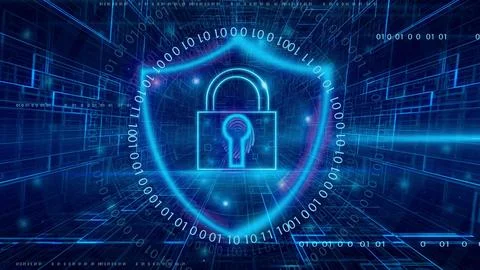 Technology background abstract cyber security system pad lock with finger p.. Stock Illustration