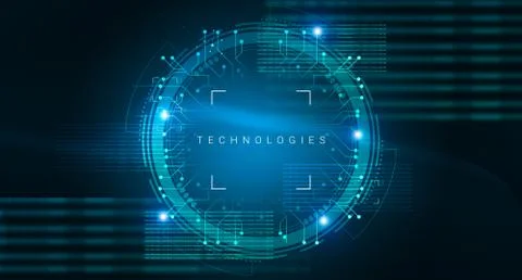 Technology Background With Abstract Hud Circle And Technologies Lettering イラスト素材