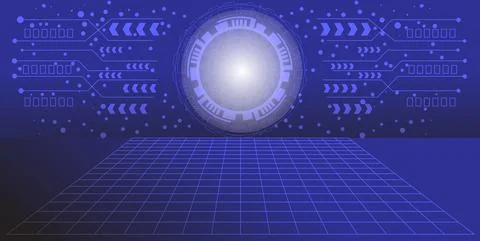 Technology background abstract lines, circle and isometric lines with white g Stock Illustration