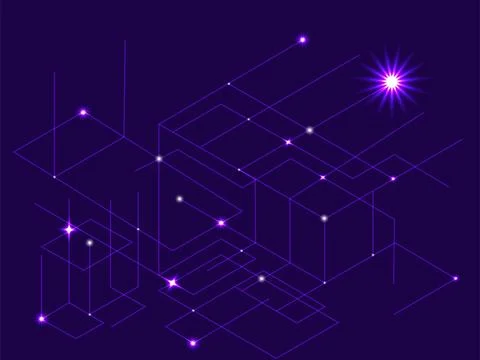 Technology background abstract lines, dots, circle and isometric lines with.. Stock Illustration