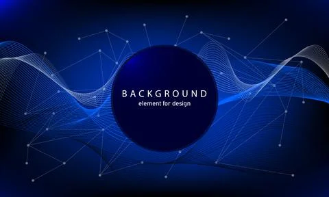 Technology background with abstract waves and connecting dots and lines. Circ Illustrazione stock