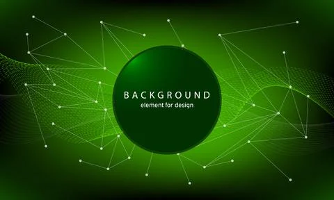 Technology background with abstract waves and connecting dots and lines. Circ Stock Illustration