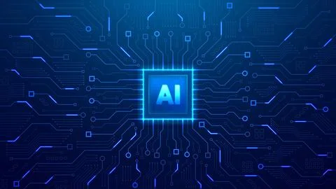 Technology background with AI chip 스톡 일러스트