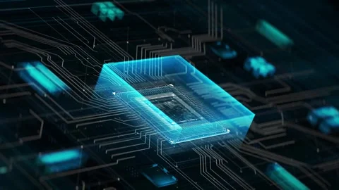 Technology Background of Animation CPU Computer Digital Data Ai Illustration Video stock 303529789