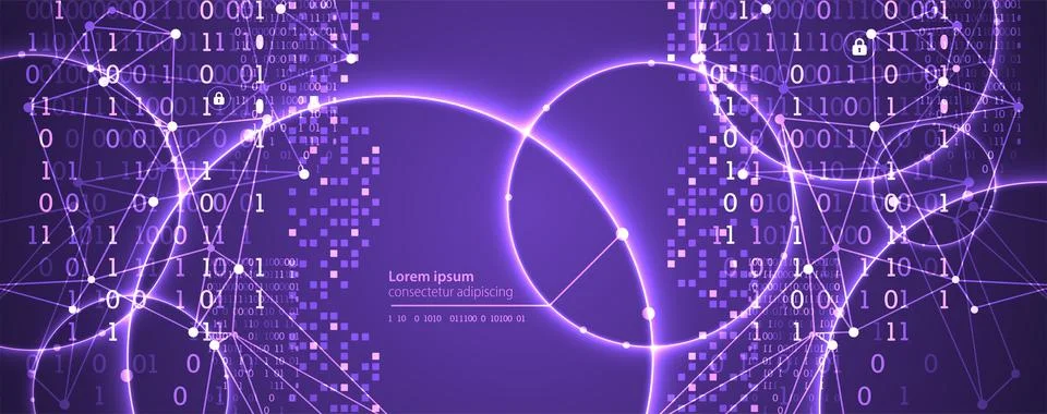 Technology background. Big data concept. Binary computer code.  Vector illust Stock Illustration