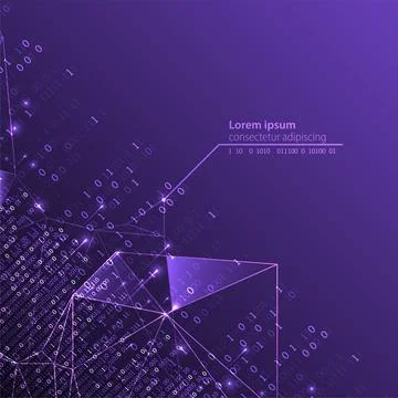 Technology background. Big data concept. Binary computer code.  Vector illust Stock Illustration