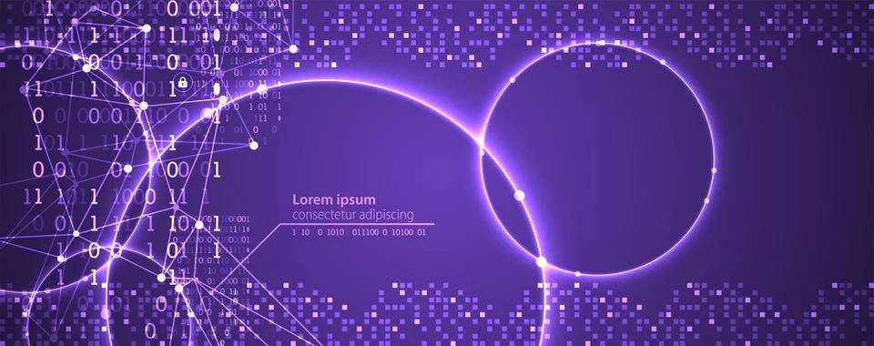 Technology background. Big data concept. Binary computer code.  Vector illust Stock Illustration