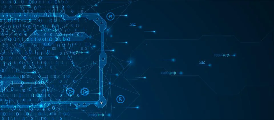 Technology background. Big data concept. Binary computer code.  Vector illust Stock Illustration