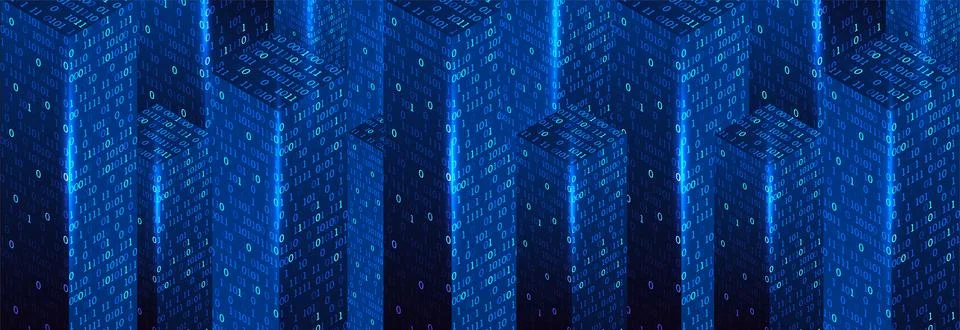 Technology background. Big data concept. Binary computer code.  Vector illust Illustrazione stock