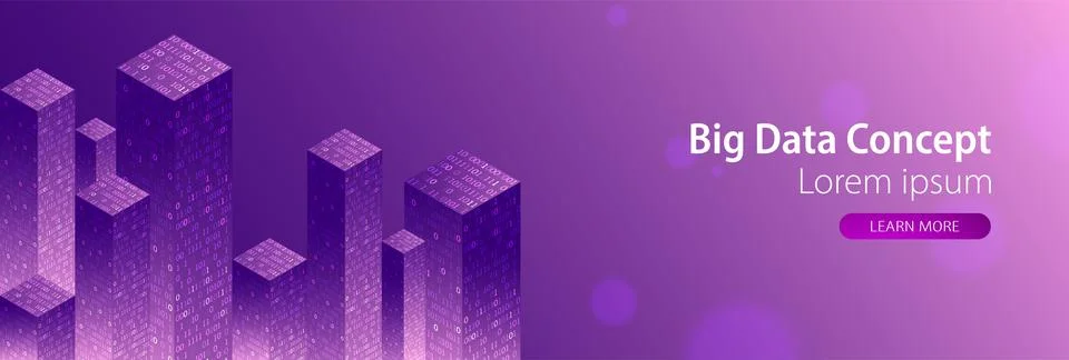 Technology background. Big data concept. Binary computer code.  Vector illust Illustrazione stock