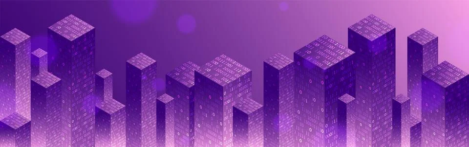 Technology background. Big data concept. Binary computer code.  Vector illust Illustrazione stock