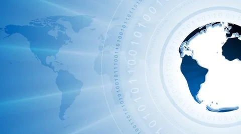 Technology background with binary code and globe Stock Illustration