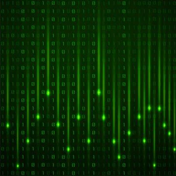 Technology background with binary code, matrix backdrop, vector illustration  Stock Illustration