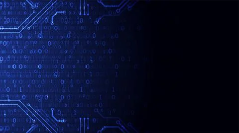 Technology background. Binary computer code.  Vector illustration. Illustrazione stock