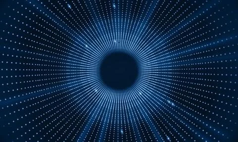 Technology background with blue dotted glow tunnel Stock Illustration