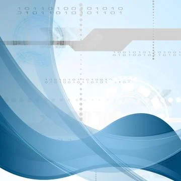Technology background with blue waves Illustrazione stock