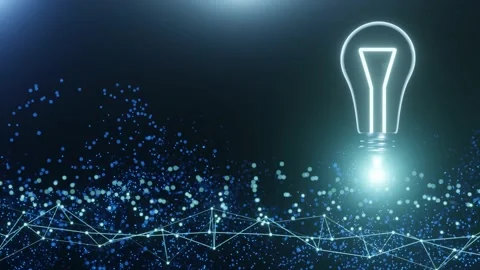 Technology background. Bright abstract backdrop.  Idea light bulb. Video stock 225455176