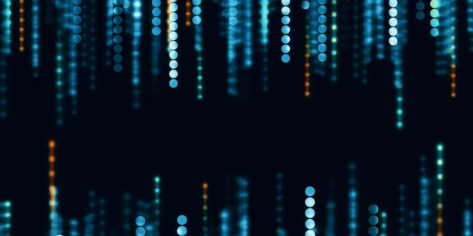 Technology background circle abstract neon dots 3D illustration Stock Illustration