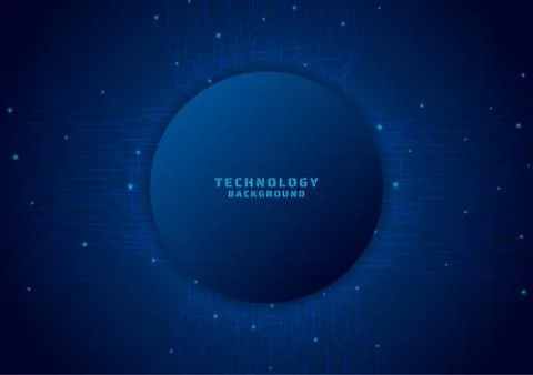 Technology background circle space color dark blue style line flow light move Stock Illustration