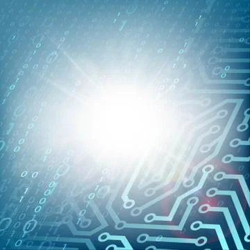Technology background with circuit and binary code. Stock Illustration