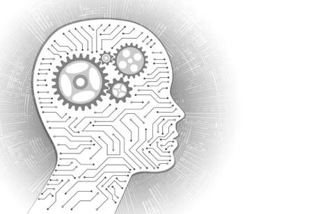 Technology background with circuit board and mechanism inside the head silhou Stock Illustration