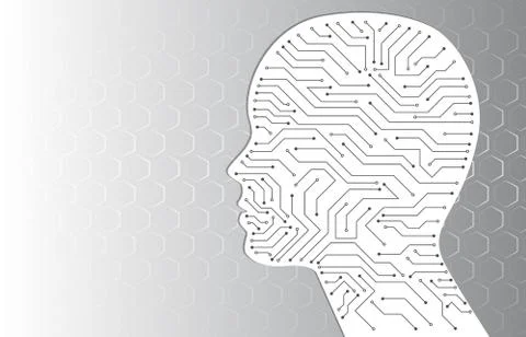 Technology background with circuit board inside the head silhouette. Stock Illustration