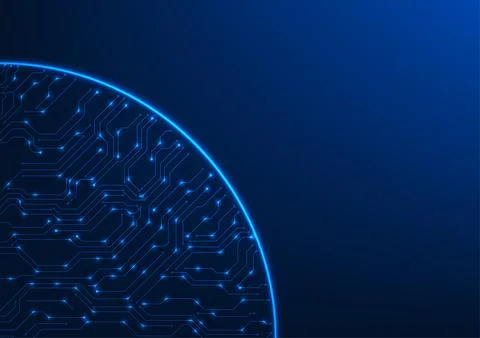 Technology background with circuit lines inside a circle, conveying the con.. Illustrazione stock