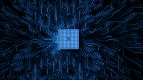 Technology background of computer CPU processors and circuit boards animation. Stock Footage 248968398