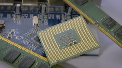 Technology background with computer processor CPU concept, circuit board texture Stock Footage 78752243