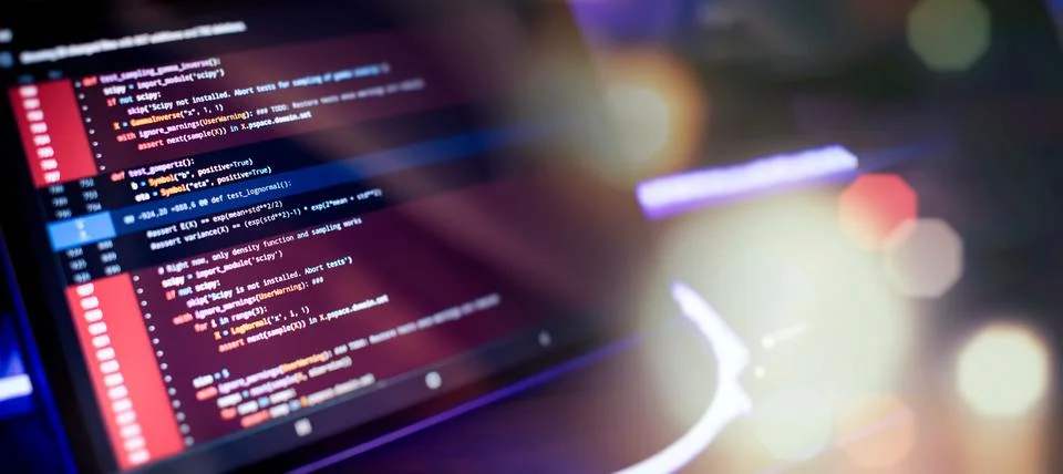 Technology background. Computer script. Programming code abstract screen of.. Foto stock